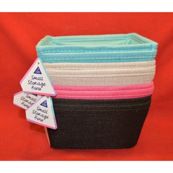 NWT 4 sets of 2 Multicolor Fabric Storage Bin Baskets ~6-3/4" x 4-3/4" x 3-1/2" - Picture 2 of 2